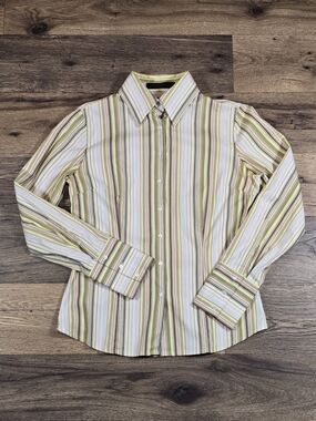 Y2k Express Womens Striped Button-Up Shirt